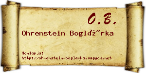 Ohrenstein Boglárka névjegykártya